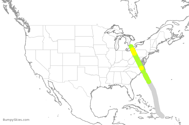 Turbulence forecast map for WJA2800, YXU to DPC