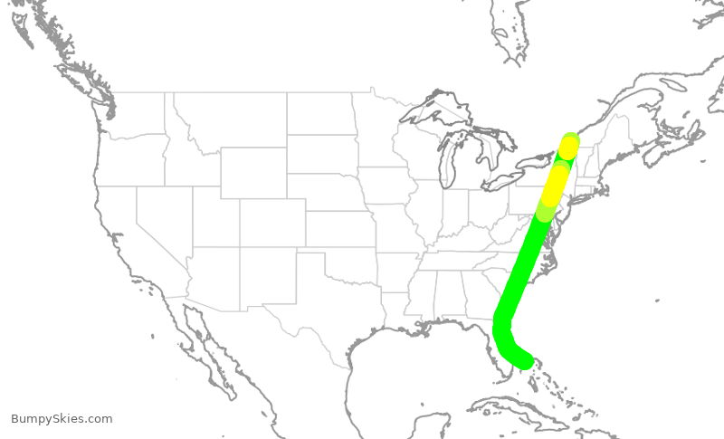 Turbulence forecast map for WJA2952, YUL to FPO