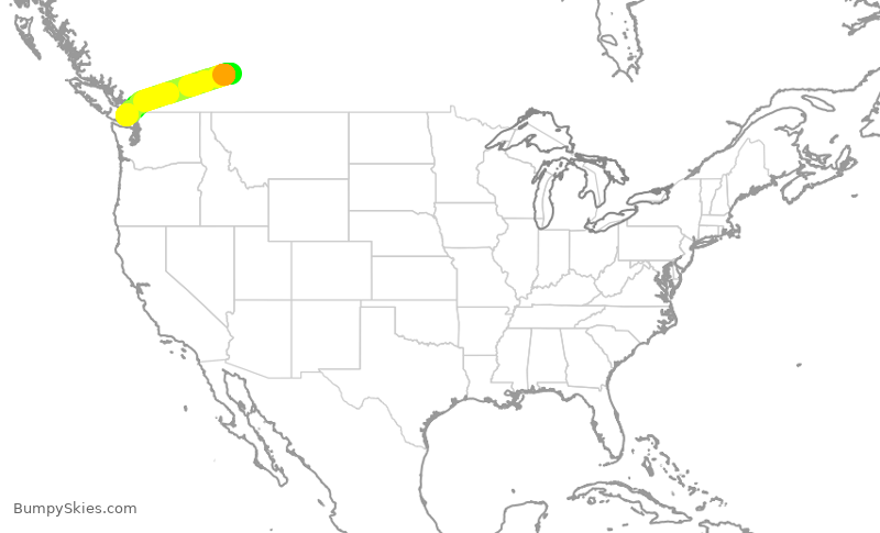 Turbulence forecast map for WJA295, YYC to YYJ