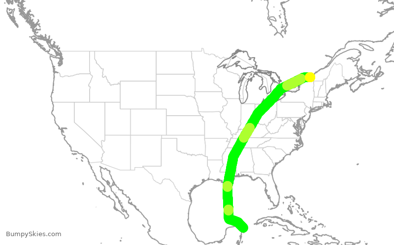 Turbulence forecast map for WJA2962, YUL to MUN