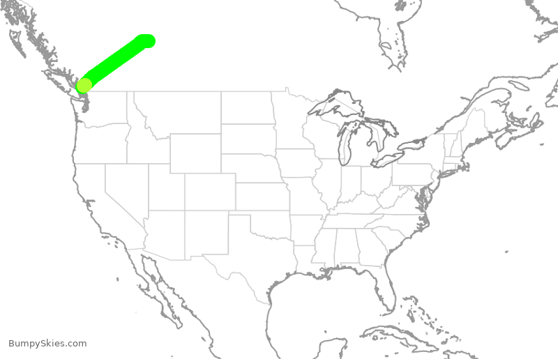 Turbulence forecast map for WJA310, YVR to YEG