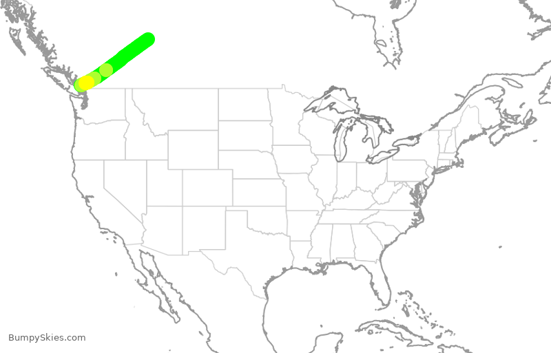 Turbulence forecast map for WJA315, YEG to YVR