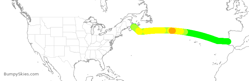 Turbulence forecast map for WJA32, YHZ to LIS