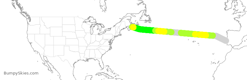 Turbulence forecast map for WJA33, LIS to YHZ
