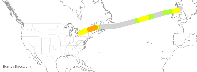 Turbulence forecast map for WJA36, YYZ to EDI