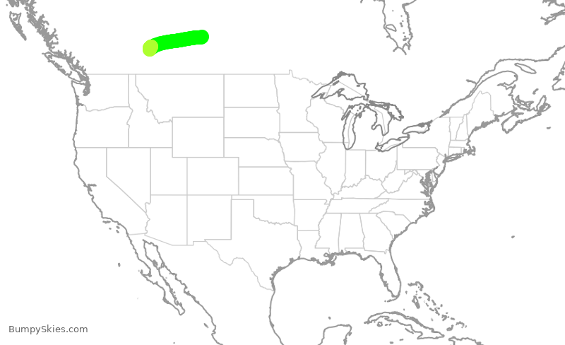 Turbulence forecast map for WJA373, YXE to YYC