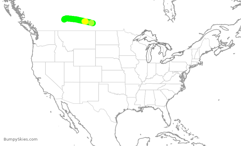 Turbulence forecast map for WJA393, YQR to YYC