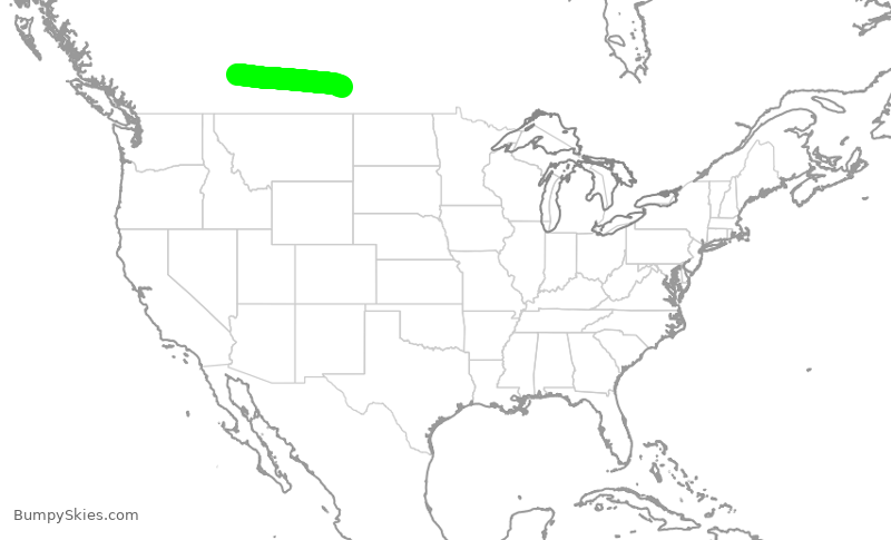 Turbulence forecast map for WJA394, YYC to YQR