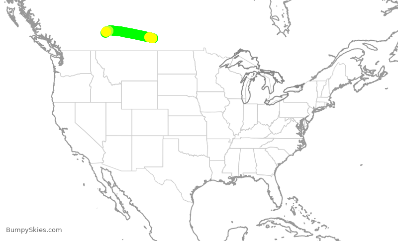 Turbulence forecast map for WJA397, YQR to YYC