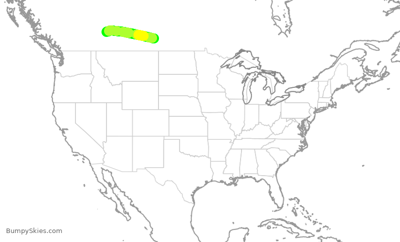 Turbulence forecast map for WJA401, YQR to YYC