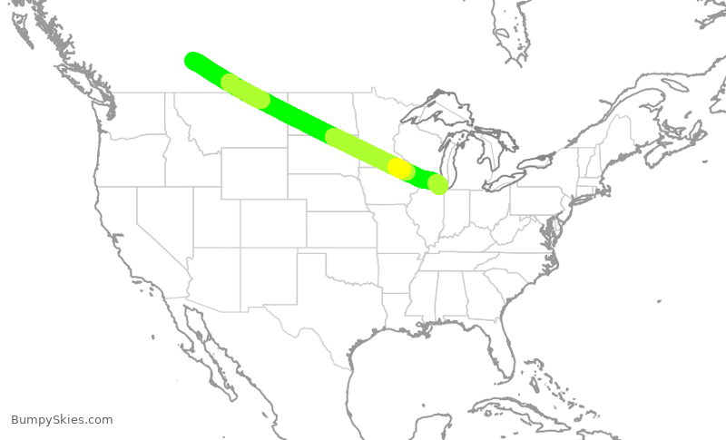 Turbulence forecast map for WJA4101, YYC to ORD
