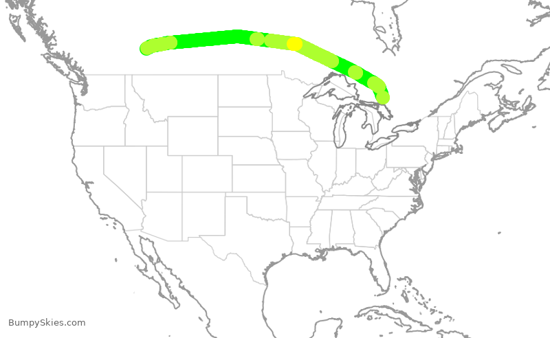 Turbulence forecast map for WJA4108, YSB to YYC