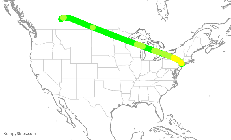Turbulence forecast map for WJA4124, JFK to YYC