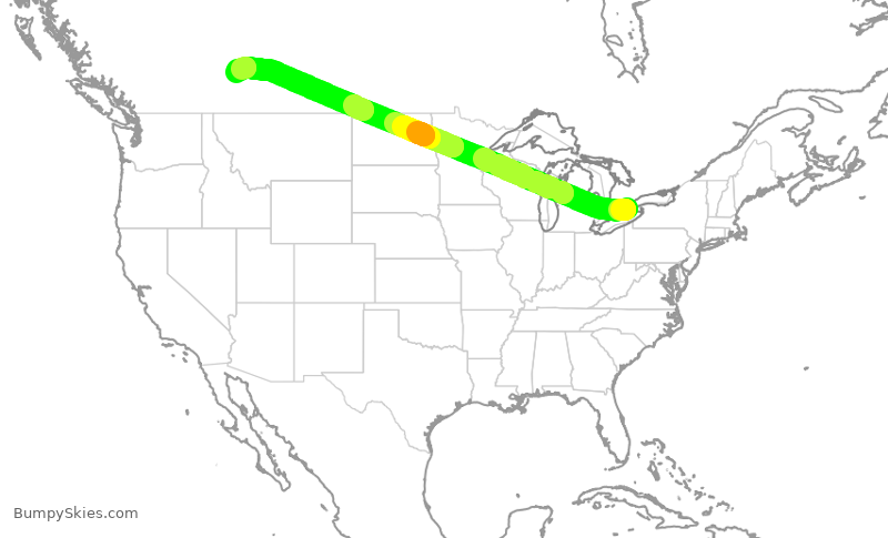 Turbulence forecast map for WJA4126, YHM to YYC
