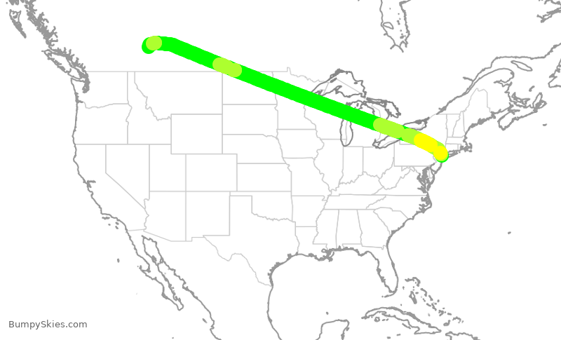 Turbulence forecast map for WJA4126, JFK to YYC