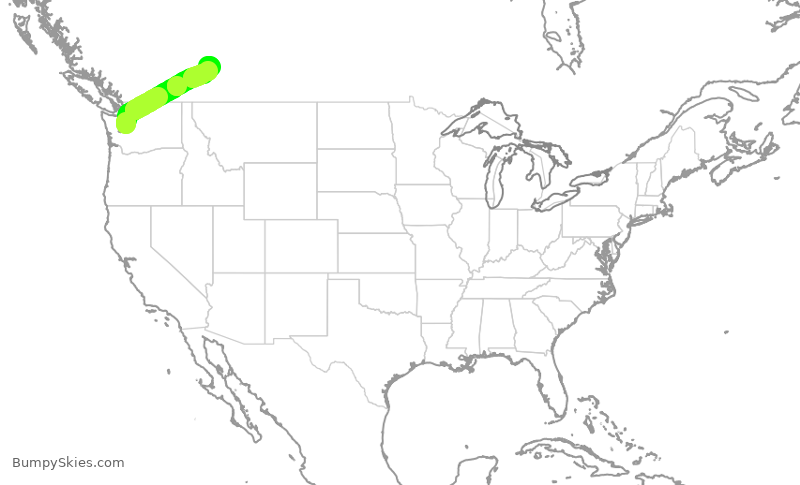 Turbulence forecast map for WJA4129, SEA to YYC