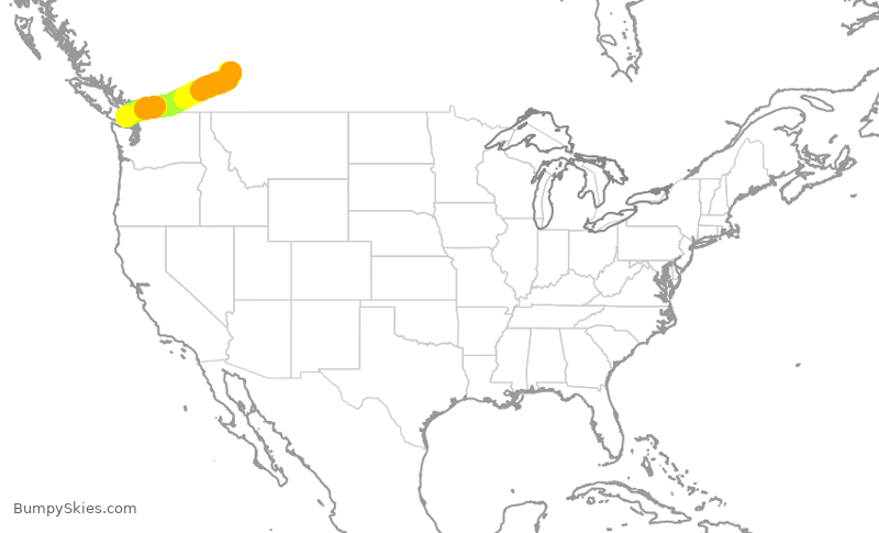 Turbulence forecast map for WJA4130, YYJ to YYC