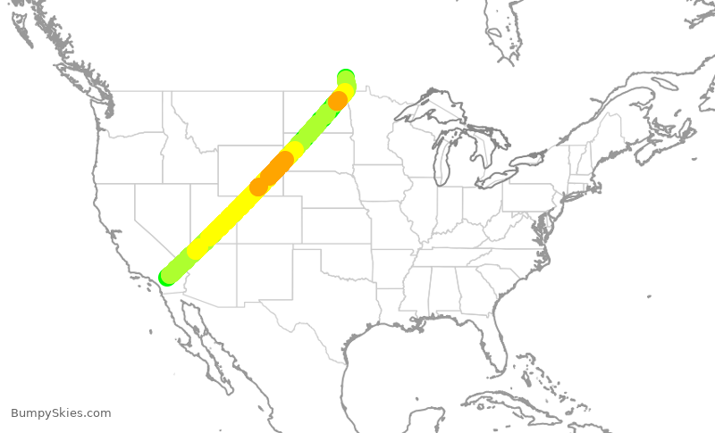 Turbulence forecast map for WJA4133, PSP to YWG