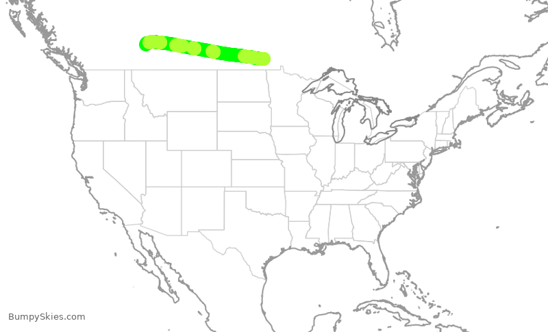 Turbulence forecast map for WJA4141, YWG to YYC