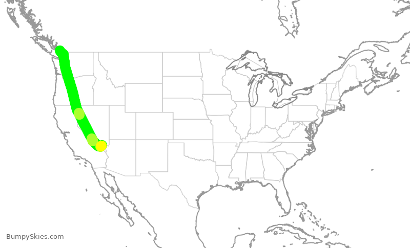 Turbulence forecast map for WJA4157, LAS to YVR