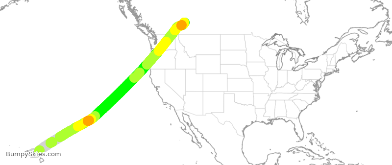 Turbulence forecast map for WJA4167, HNL to YYC
