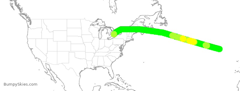 Turbulence forecast map for WJA4177, PDL to YYZ