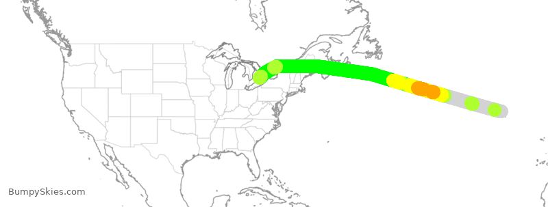 Turbulence forecast map for WJA4178, PDL to YYZ