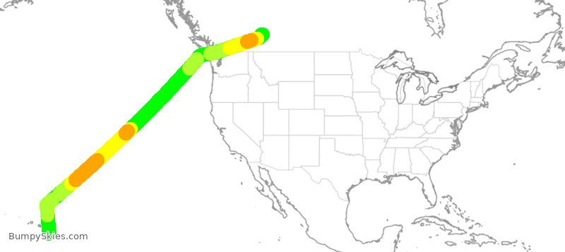 Turbulence forecast map for WJA4191, HKO to YYC