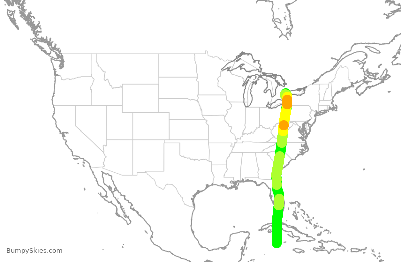 Turbulence forecast map for WJA4193, WCR to YYZ