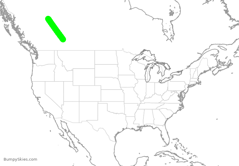 Turbulence forecast map for WJA4250, YYC to YQU