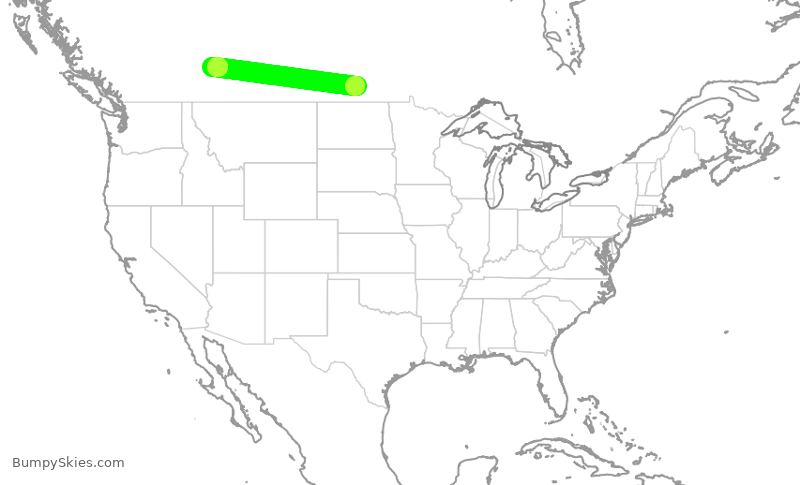 Turbulence forecast map for WJA4254, YBR to YYC