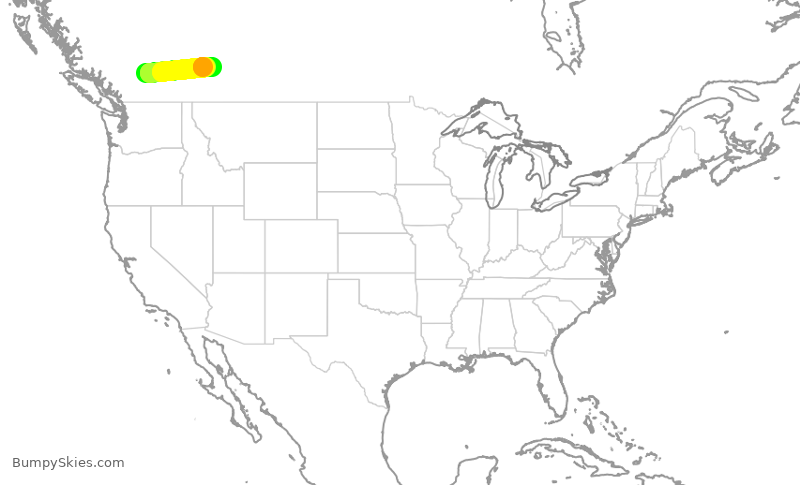 Turbulence forecast map for WJA4256, YKA to YYC