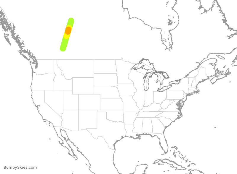 Turbulence forecast map for WJA4260, YYC to YMM