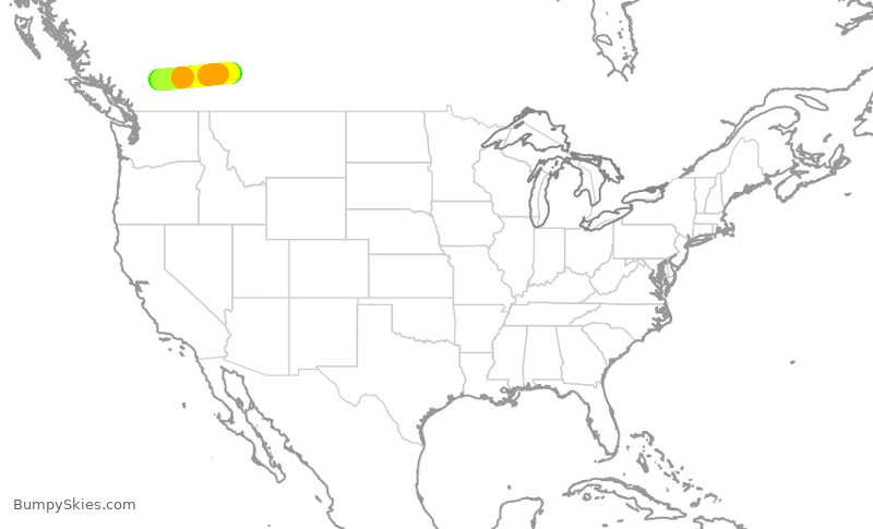 Turbulence forecast map for WJA4286, YKA to YYC