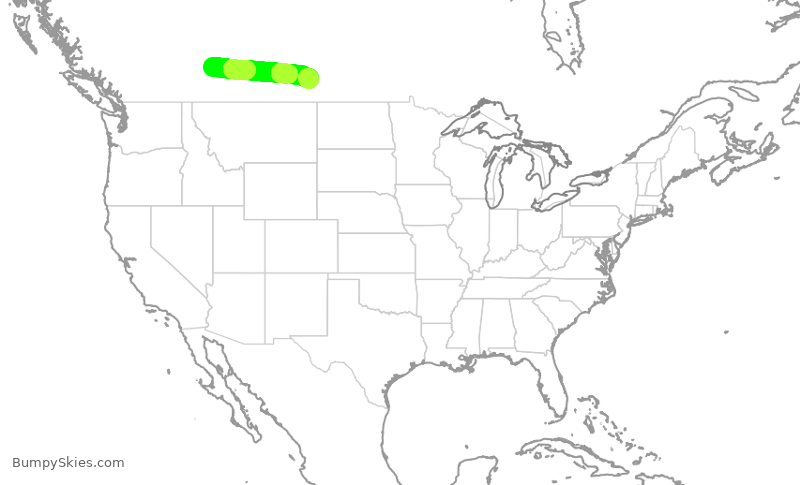 Turbulence forecast map for WJA428, YYC to YQR