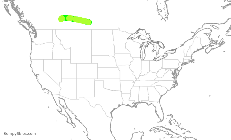 Turbulence forecast map for WJA429, YQR to YYC