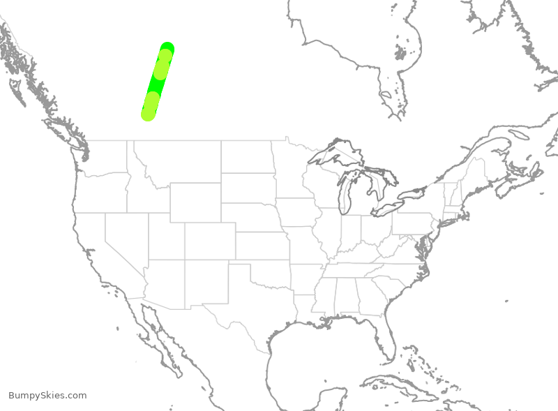 Turbulence forecast map for WJA4354, YMM to YYC