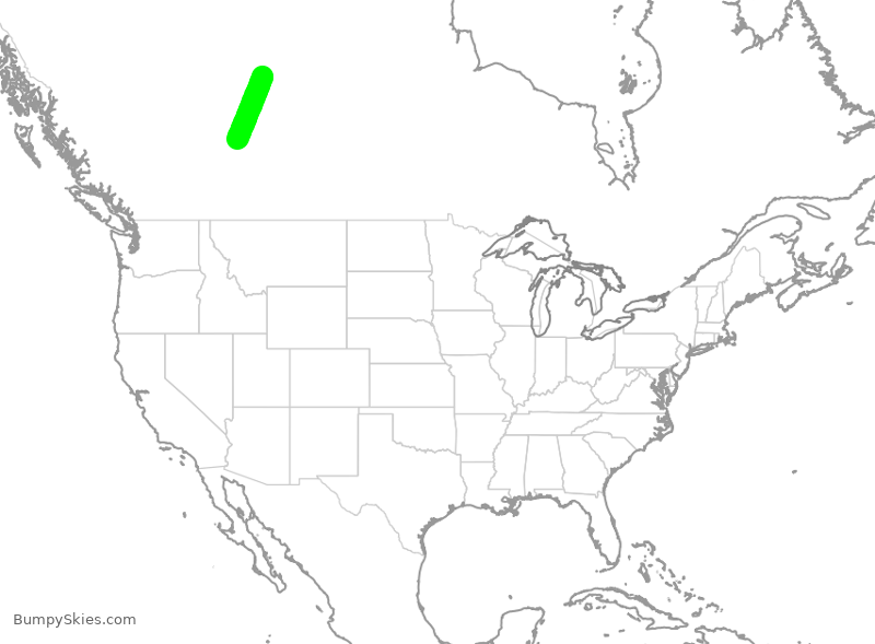 Turbulence forecast map for WJA4364, YEG to YMM