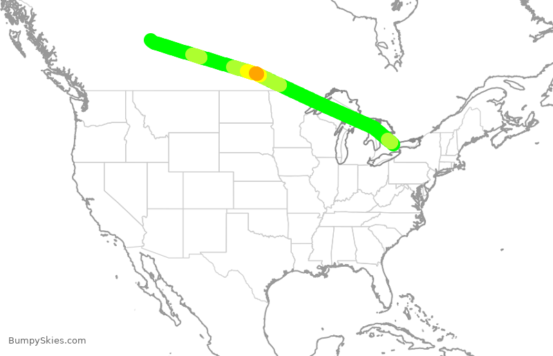 Turbulence forecast map for WJA437, YYZ to YEG