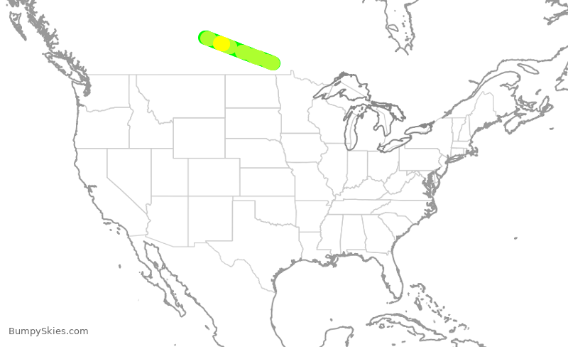 Turbulence forecast map for WJA4529, YWG to YXE
