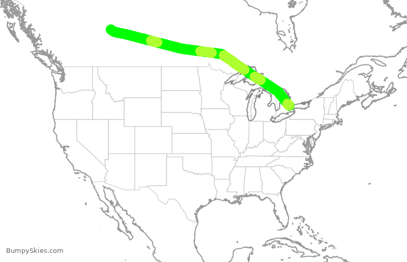 Turbulence forecast map for WJA455, YYZ to YEG