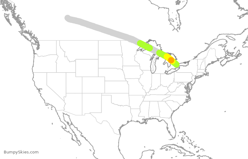 Turbulence forecast map for WJA461, YYZ to YEG