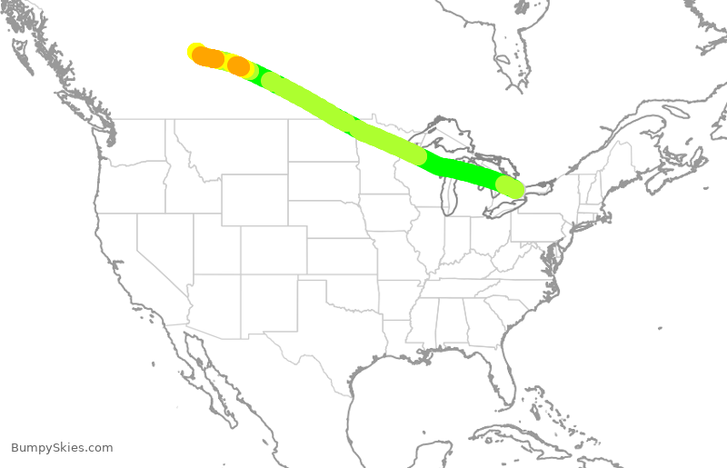 Turbulence forecast map for WJA463, YYZ to YEG