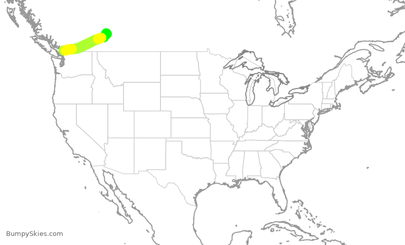 Turbulence forecast map for WJA472, YXX to YYC