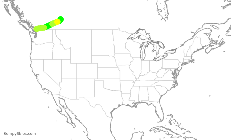 Turbulence forecast map for WJA476, YXX to YYC