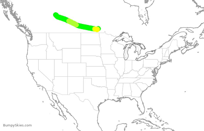 Turbulence forecast map for WJA484, YEG to YWG