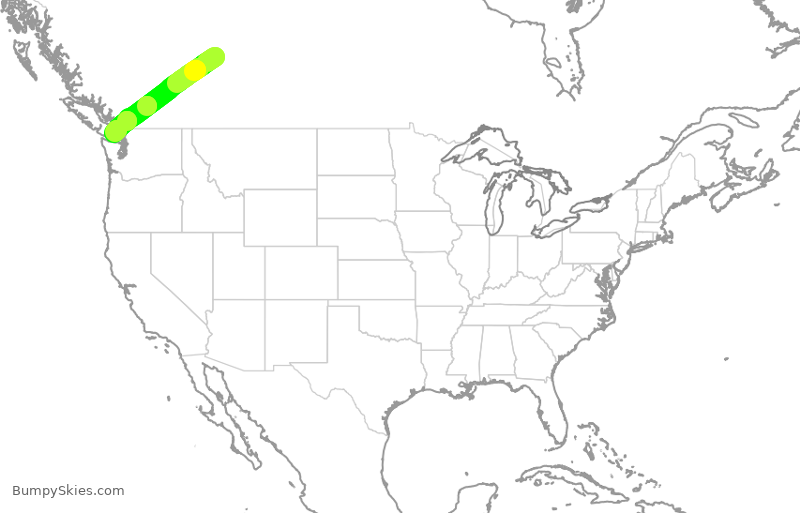 Turbulence forecast map for WJA501, YEG to YYJ