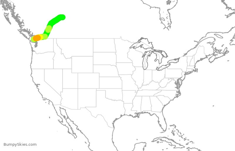 Turbulence forecast map for WJA502, YYJ to YEG