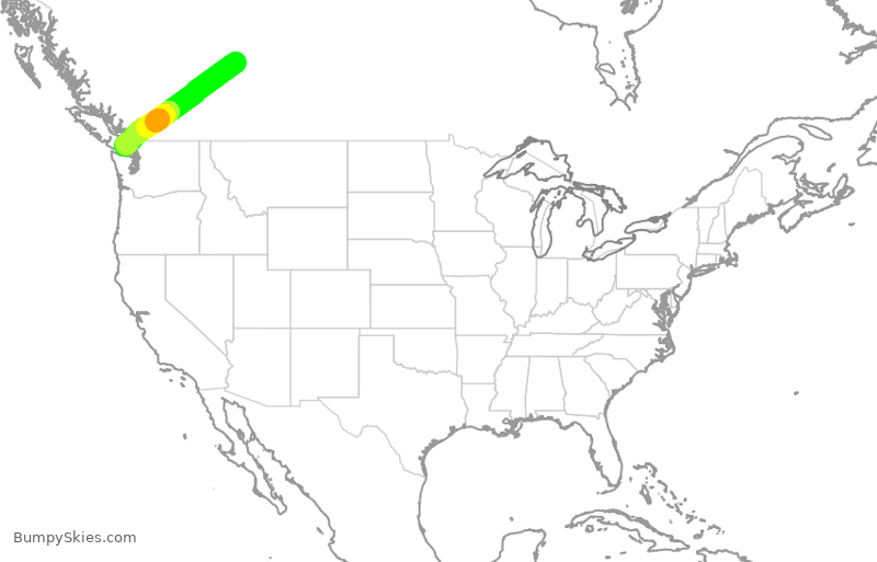 Turbulence forecast map for WJA505, YEG to YYJ