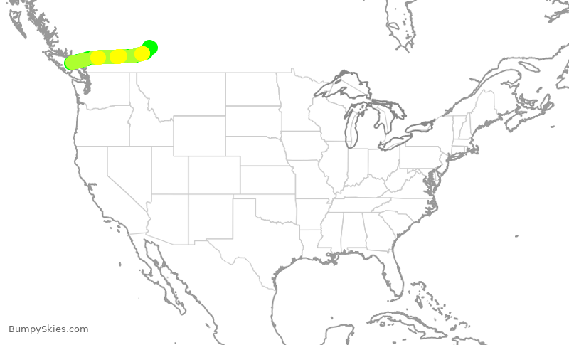 Turbulence forecast map for WJA514, YQQ to YYC